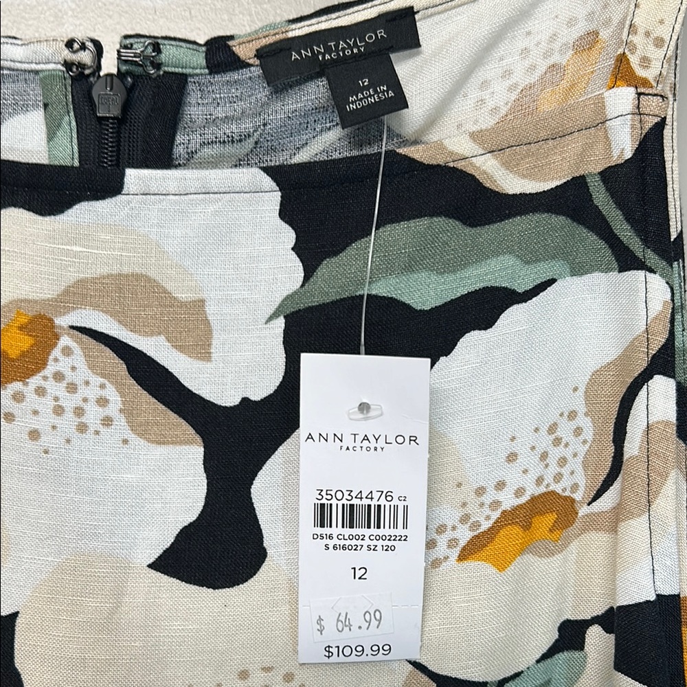 Ann Taylor Black Floral Midi Dress - Picture 2 of 4